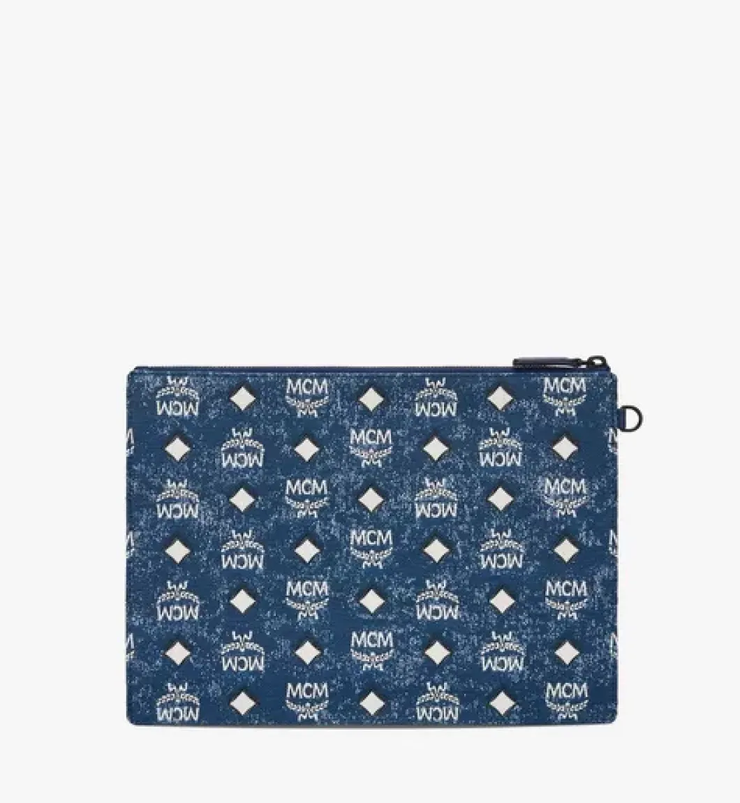 Wristlet Zip Pouch In Vintage Jacquard
